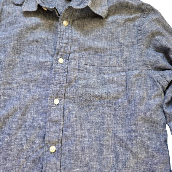 Banana Republic Button Down Shirt Mens M Blue Linen Blend Long Sleeve Classic - Picture 4 of 8